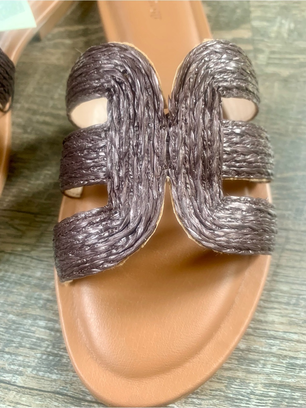 The Drop Brown Woven Raffia Slide Sandals - Picture 6 of 6